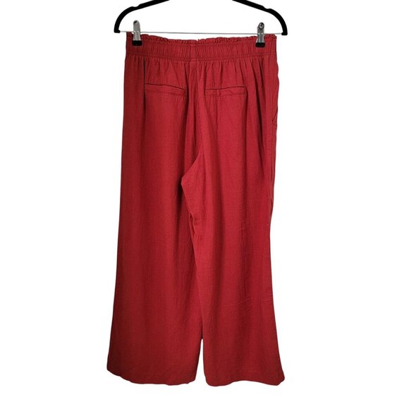 Old Navy Size S Deep Terracotta Elastic Waist Pull On Linen Blend Pants, NEW - Picture 3 of 14